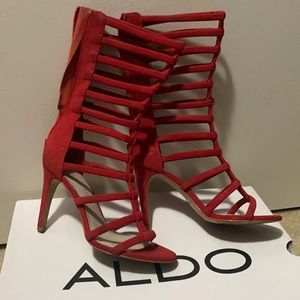 Red Suede Gladiator Sandals